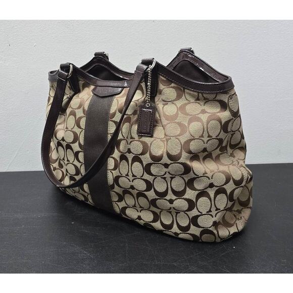 Coach Signature Brown Handbag Purse with Dust Cover - Picture 4 of 10